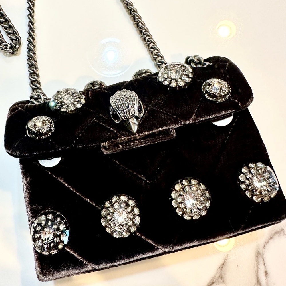 KURT GEIGER small The Kensington in graphite velvet. Like new!